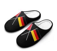 German French Friendship Flags Men's House Slippers Memory Foam Washable Cotton Slip on Home Shoes