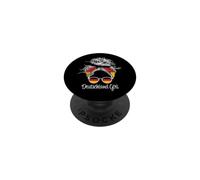 German Girl Deutschland Flag Messy Bun Germany Roots PopSockets Adhesive PopGrip