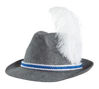 German Hat with Feather Costume Accessories Grey Unisex Bavarian Beerfest Party