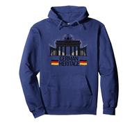 German Heritage Brandenburg Gate Berlin Pride Patriotic Pullover Hoodie, Adult Unisex, Navy, S