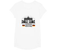 German Heritage Brandenburg Gate Berlin Pride Patriotic T-Shirt, Girls, White, Small