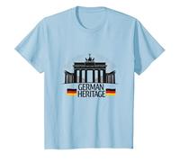 German Heritage Brandenburg Gate Berlin Pride Patriotic T-Shirt, Kids, Baby Blue, 6 Years