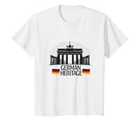 German Heritage Brandenburg Gate Berlin Pride Patriotic T-Shirt, Kids, White, 6 Years