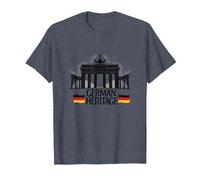 German Heritage Brandenburg Gate Berlin Pride Patriotic T-Shirt, Men, Heather Blue, 6XL