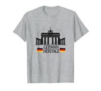 German Heritage Brandenburg Gate Berlin Pride Patriotic T-Shirt, Men, Heather Grey, 6XL
