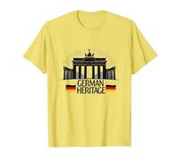 German Heritage Brandenburg Gate Berlin Pride Patriotic T-Shirt, Men, Lemon, XXL