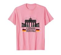 German Heritage Brandenburg Gate Berlin Pride Patriotic T-Shirt, Men, Pink, L
