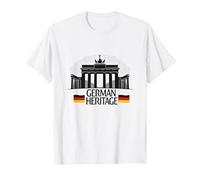 German Heritage Brandenburg Gate Berlin Pride Patriotic T-Shirt, Men, White, 6XL
