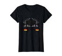 German Heritage Brandenburg Gate Berlin Pride Patriotic T-Shirt, Women, Black, L