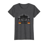 German Heritage Brandenburg Gate Berlin Pride Patriotic T-Shirt, Women, Dark Heather Grey, XS