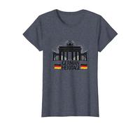 German Heritage Brandenburg Gate Berlin Pride Patriotic T-Shirt, Women, Heather Blue, M