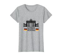 German Heritage Brandenburg Gate Berlin Pride Patriotic T-Shirt, Women, Heather Grey, M