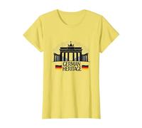 German Heritage Brandenburg Gate Berlin Pride Patriotic T-Shirt, Women, Lemon, XL