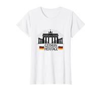 German Heritage Brandenburg Gate Berlin Pride Patriotic T-Shirt, Women, White, M