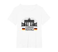 German Heritage Brandenburg Gate Berlin Pride Patriotic T-Shirt, Women's Plus, White, 6X