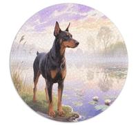 German Hunt Terrier 1000 Piece Jigsaw Puzzles Pet Dog Round Jigsaw Stress Reliever Family Game Unique Challenge Game for Travel Gifts,Present 1000pcs (67.5x67.5cm)