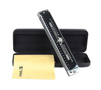 German Imported Phosphor Bronze Reed 24-Hole Polyphony Harmonica C Key Professional Performance Harmonica for Beginner Adult Chrome Brass Shell Stable Pitch (SONG24 Black)