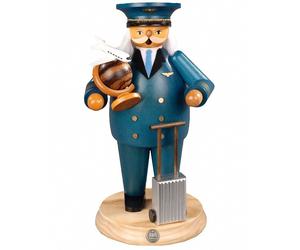 German incense smoker flight captain, height 25 cm / 10 inch, original Erzgeb...