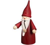 German incense smoker gnome red, height 16 cm / 6 inch, original Erzgebirge b...