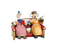 German incense smoker Grandma and Grandpa on the sofa, height 13 cm / 5 inch,...