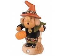German incense smoker Müllerchen Halloween witch with pumpkin, height 19 cm /...