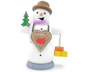 German Incense Smoker Smoking Figure Handmade Erzgebirge Snowman - Gingerbread