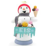 German Incense Smoker Smoking Figure Handmade Erzgebirge Snowman - Ice Cream
