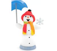 German Incense Smoker Smoking Figure Handmade Erzgebirge Snowman - Umbrella