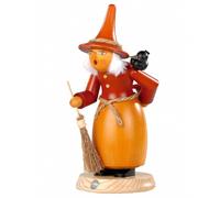 German incense smoker witch with raven and fly agaric, height 25 .. MU 16649 NEW
