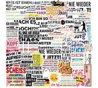 German Inspirational Stickers 50 Pcs Waterproof Trendy Motivational Quotes Sticker for Water Bottle Laptop Scrapbook Skateboard Car Bike Luggage,Vinyl Funny Positive Decals for Teachers Student