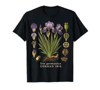 German Iris Botanical Anatomy Vintage Floral Study T-Shirt