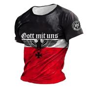 German Jack Flag Men’s Casual Short Sleeve T Shirt Crew Neck Workout Tee Tops