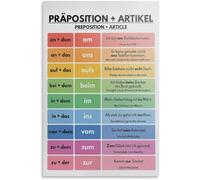 German Language, Article + Preposition Poster, Grammar Chart, German Classroom Decorations, Educational Posters Metal Tin Sign Wall Art for Bedroom Living Room Decor 8x12 inch