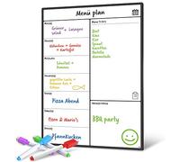 German Language - Magnetic Whiteboard Fridge Calendar by Smart Panda - Weekly Menu, Memo and Shopping List for Kitchen - Useful for Language Learning - German Weekly