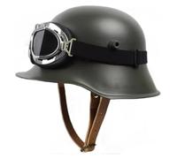 German M18 Steel Helmet, WWII Equipment Replica Helmet With Leather Lining And Goggles Cosplay Props(A)