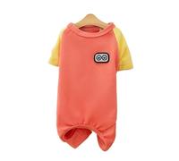 German-made warm pet bodysuit for autumn and winter, warmth-retaining four-legged garment, color-blocked cute design, and comfortable fit.(Pink,XL 12-15jin)