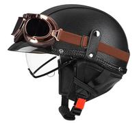 German Motorcycle Retro Half Helmet DOTECE Approved Vintage Half Open Helmet Mens Womens Half Shell Helmet with Adjustable Quick Release Buckle for Bicycle Cruiser Scooter 6,XXL=63~64cm