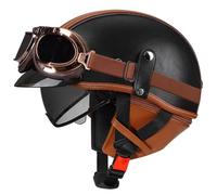 German Motorcycle Retro Half Helmet DOTECE Approved Vintage Half Open Helmet Mens Womens Half Shell Helmet with Adjustable Quick Release Buckle for Bicycle Cruiser Scooter 2,XXL=63~64cm