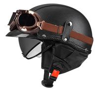 German Motorcycle Retro Half Helmet DOTECE Approved Vintage Half Open Helmet Mens Womens Half Shell Helmet with Adjustable Quick Release Buckle for Bicycle Cruiser Scooter 3,XL=61~62cm