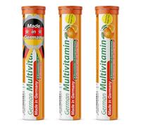 German Multivitamin Drink Effervescnet Tablets 60 Servings Orange Flavour - Vitamin C, E, B1, B2, B6, B12, Biotin, Folic Acid, Niacin, Pantothenic Acid - T&D Pharma - Made in Germany