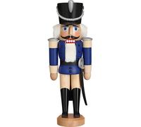 German nutcracker hussar ash-tree blue, height 28 cm / 11 inch, original Erzg...