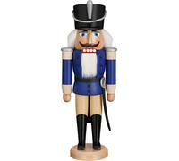 German nutcracker hussar ash-tree blue, height 37 cm / 15 inch, original Erzg...