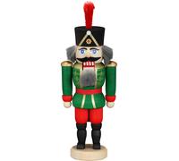 German nutcracker hussar ash-tree green, height 15 cm / 6 inch, original Erzg...