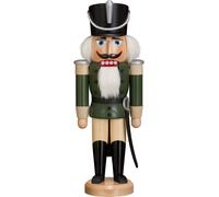 German nutcracker hussar ash-tree green, height 37 cm / 15 inch, original Erz...