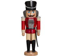 German nutcracker hussar ash-tree red, height 37 cm / 15 inch, original Erzge...