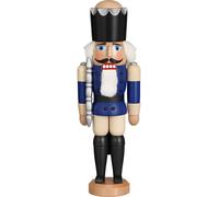 German nutcracker King ash-tree blue, height 29 cm / 11 inch, original Erzgeb...