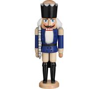 German nutcracker King ash-tree blue, height 39 cm / 15 inch, original Erzgeb...