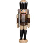 German nutcracker King ash-tree brown, height 29 cm / 11 inch, original Erzge...