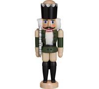 German nutcracker King ash-tree green, height 29 cm / 11 inch, original Erzge...