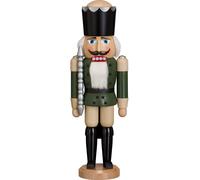 German nutcracker King ash-tree green, height 39 cm / 15 inch, original Erzge...